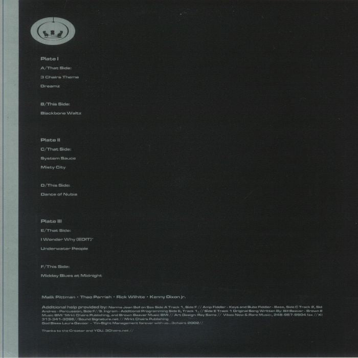 3 Chairs Detroit Deep House 3xLP Reissue Vinyl - Malik Pittman, Theo Parrish