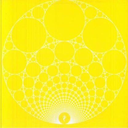 Yellow fractal pattern with concentric white circle designs creating an intricate geometric art