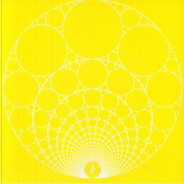 Yellow fractal pattern with concentric white circle designs creating an intricate geometric art