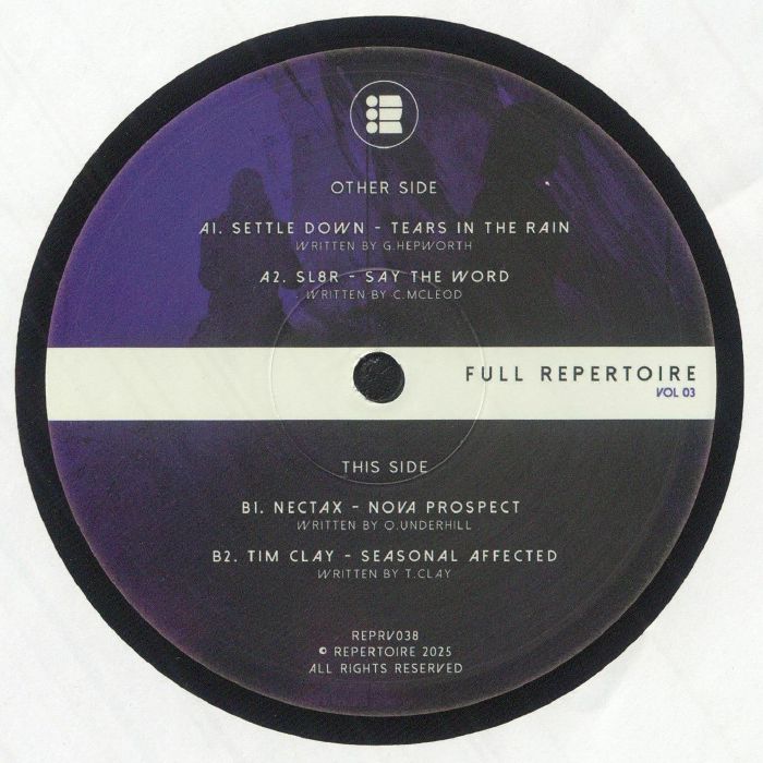 Full Repertoire Vol 3: Settle Down, SL8R, Nectax, Tim Clay Jungle Drum & Bass Vinyl EP