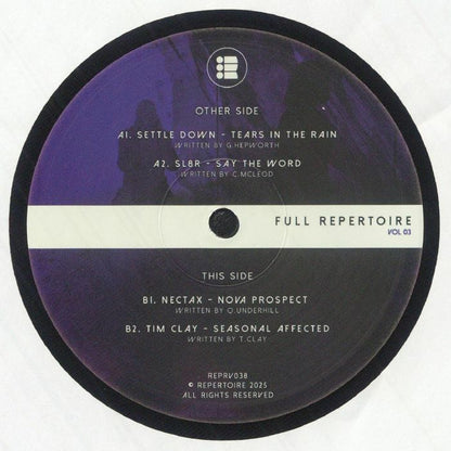 Full Repertoire Vol 3: Settle Down, SL8R, Nectax, Tim Clay Jungle Drum & Bass Vinyl EP